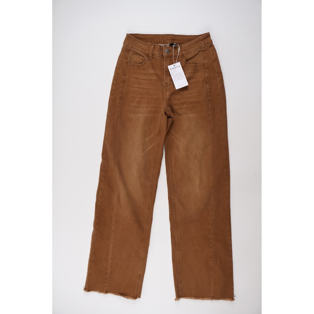 PrettyGarden Jeans Wide Leg High Waisted Brown Solid Size 6 NWT